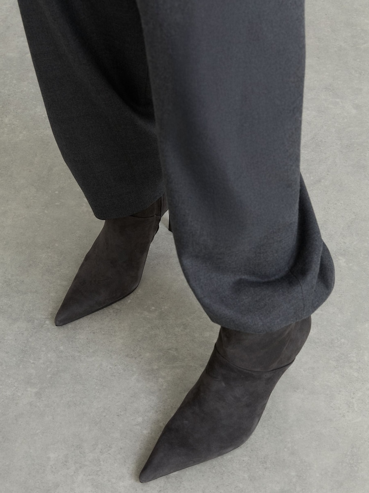 Reiss Grey Jessica Suede Pointed-Toe Stiletto Ankle Boots - Image 2 of 6 Reiss Grey Jessica Suede Pointed-Toe Stiletto Ankle Boots - Image 2 of 6