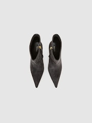 Reiss Grey Jessica Suede Pointed-Toe Stiletto Ankle Boots - Image 3 of 6