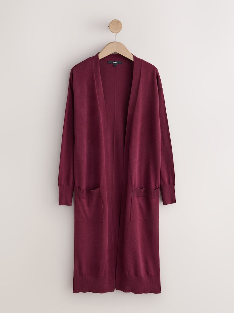 Burgundy Red Long Line Maxi Sleeve Cardigan - Image 1 of 3