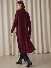 Burgundy Red Long Line Maxi Sleeve Cardigan - Image 4 of 8