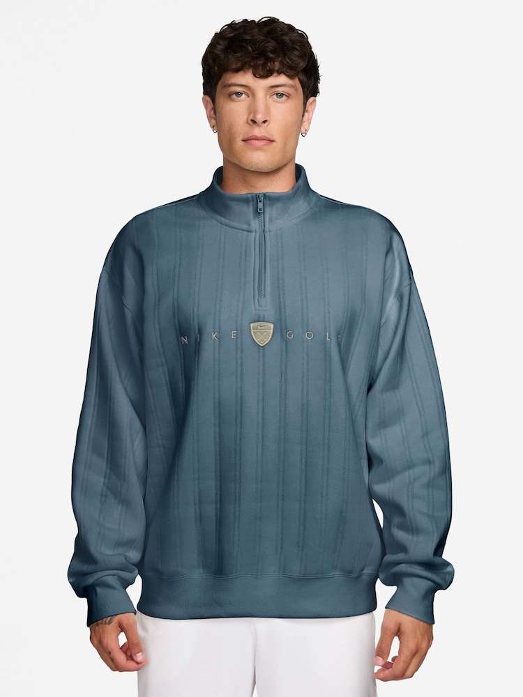 Nike Blue Fairway Fresh Therma-FIT Oversized 1/2-Zip Golf Top - Image 1 of 3 Nike Blue Fairway Fresh Therma-FIT Oversized 1/2-Zip Golf Top - Image 1 of 3