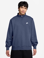 أزرق متدرج - سويت شيرت Club بسحّاب من الصوف الناعم من Nike - صورة 1 من 3