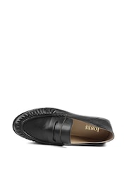Jones Bootmaker Black Leather Petunia Leather Flared Heel Penny Loafers - Image 5 of 5