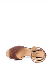 Jones Bootmaker Chocolate Suede Leather Wedge-Heeled Sandals - Image 6 of 6