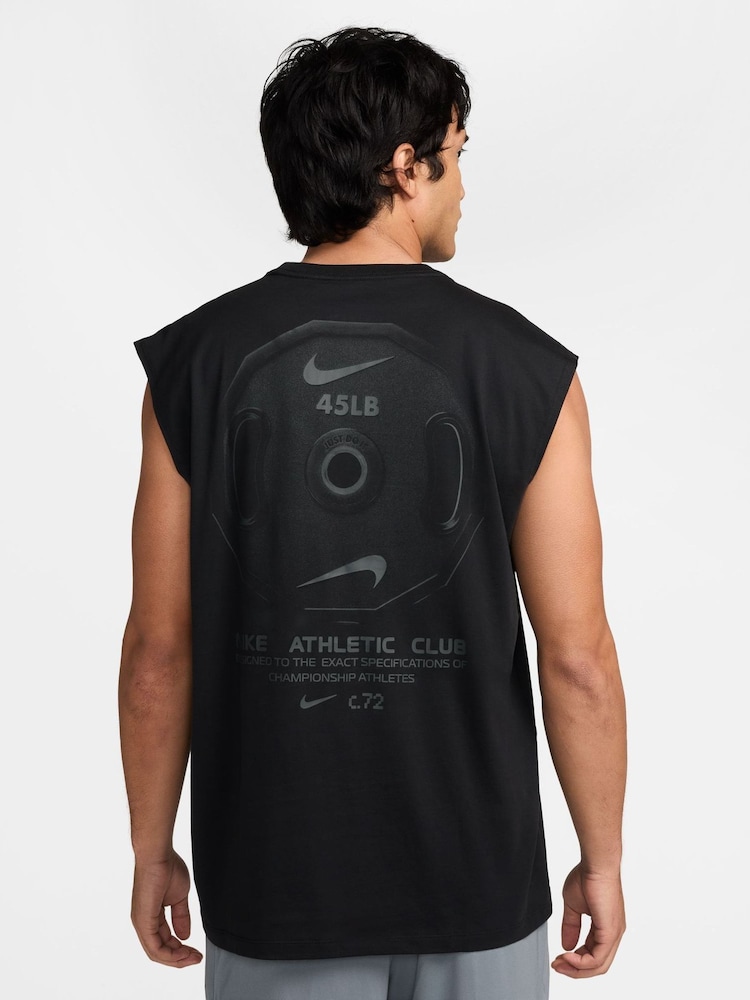 Nike Black Sleeveless T-Shirt - Image 2 of 3 Nike Black Sleeveless T-Shirt - Image 2 of 3