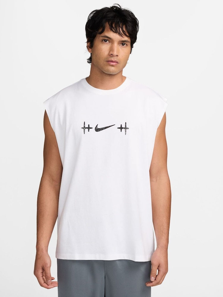 Nike White Sleeveless T-Shirt - Image 1 of 3 Nike White Sleeveless T-Shirt - Image 1 of 3