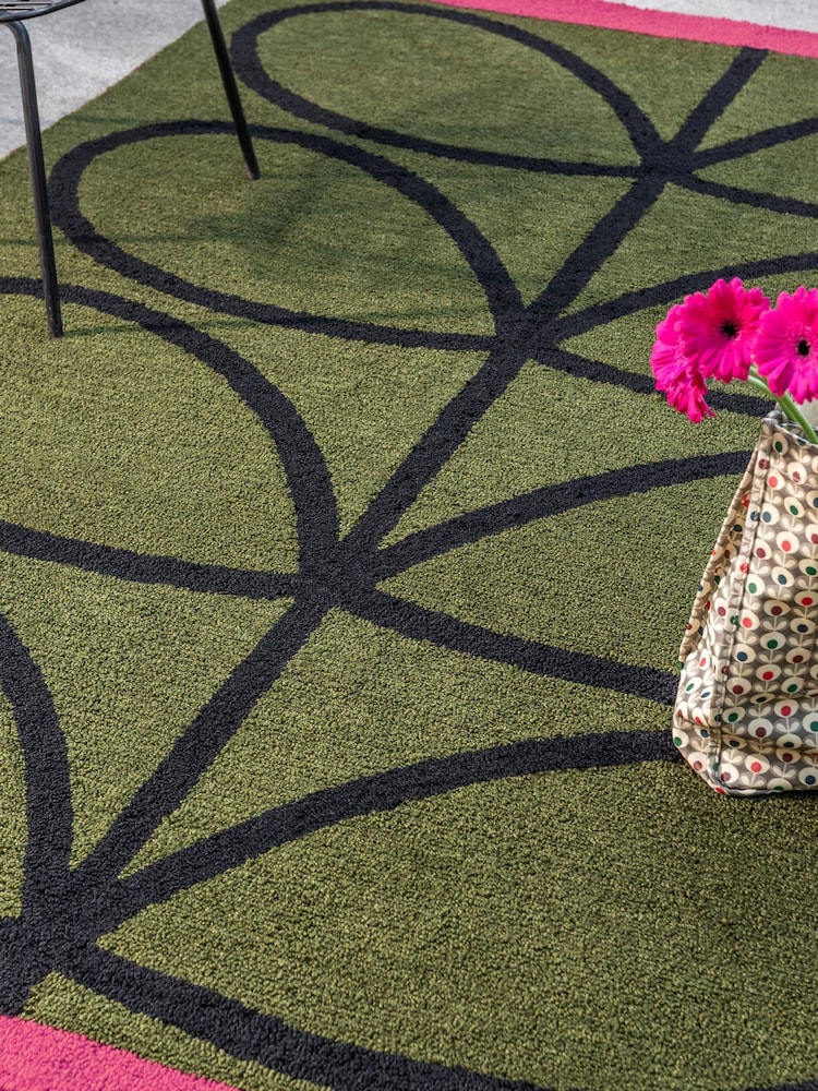 Orla Kiely Olive Linear Stem Outdoor Rug - Image 2 of 4 Orla Kiely Olive Linear Stem Outdoor Rug - Image 2 of 4