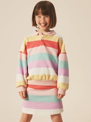 Little Bird by Jools Oliver Rainbow Stripe Oversized Rugby Sweatshirt - Image 2 of 5