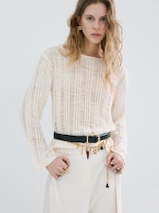 Mango Cream Open Stitch Knit Jumper - Image 1 of 4