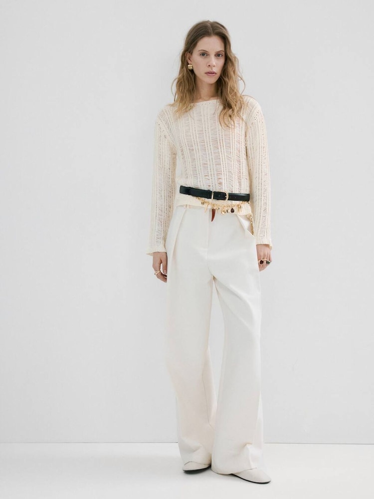 Mango Cream Open Stitch Knit Jumper - Image 2 of 4