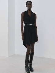 Mango Black Sleeveless Belted Mini Dress - Image 1 of 6