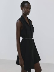 Mango Black Sleeveless Belted Mini Dress - Image 5 of 6