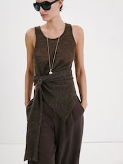 Mango Brown Pleat Front Balloon Trousers - Image 4 of 5