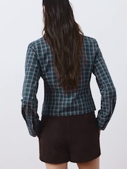 Mango Blue Ruched Detail Collared Shirt - Image 4 of 6