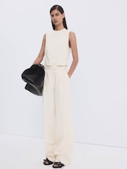 Mango White Wide Leg Trousers - Image 1 of 4