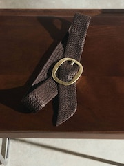 Mango Brown Hardware Straw Belt - Image 3 of 3