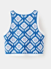 Mango Blue Crotchet Button Up Vest - Image 2 of 3