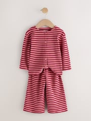 Pink Stripe Ribbed Cardigan and Wide Leg Trousers Set (3mths-7yrs) - Image 5 of 8