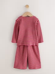 Pink Stripe Ribbed Cardigan and Wide Leg Trousers Set (3mths-7yrs) - Image 6 of 8