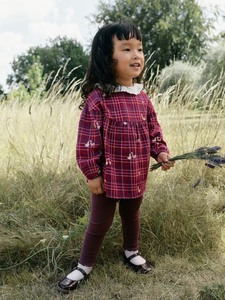 Red Check Goose Long Sleeve Blouse and Leggings Set (3mths-7yrs) - Image 2 of 9 Red Check Goose Long Sleeve Blouse and Leggings Set (3mths-7yrs) - Image 2 of 9