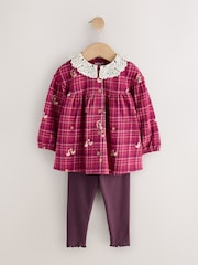 Red Check Goose Long Sleeve Blouse and Leggings Set (3mths-7yrs) - Image 5 of 9