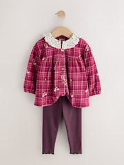 Red Check Goose Long Sleeve Blouse and Leggings Set (3mths-7yrs) - Image 6 of 9