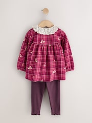 Red Check Goose Long Sleeve Blouse and Leggings Set (3mths-7yrs) - Image 7 of 9