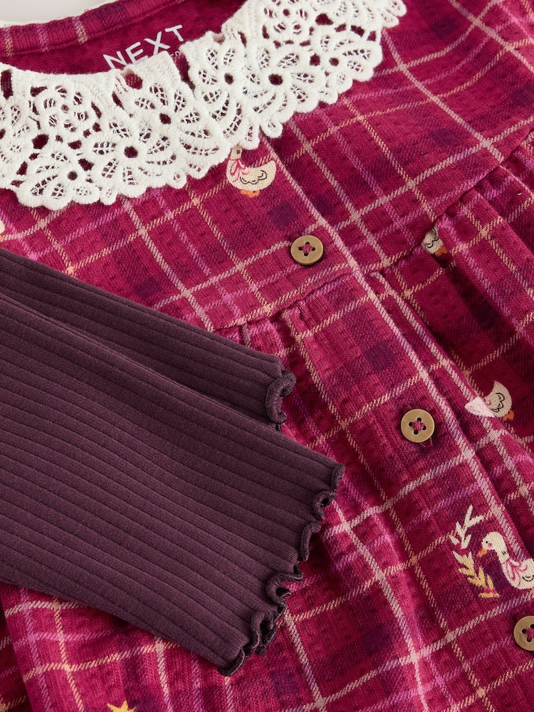Red Check Goose Long Sleeve Blouse and Leggings Set (3mths-7yrs) - Image 9 of 9 Red Check Goose Long Sleeve Blouse and Leggings Set (3mths-7yrs) - Image 9 of 9