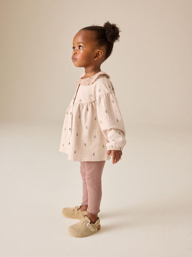 Cream Long Sleeve Blouse and Leggings Set (3mths-7yrs) - Image 2 of 8 Cream Long Sleeve Blouse and Leggings Set (3mths-7yrs) - Image 2 of 8