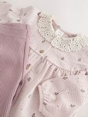 Cream Long Sleeve Blouse and Leggings Set (3mths-7yrs) - Image 8 of 8
