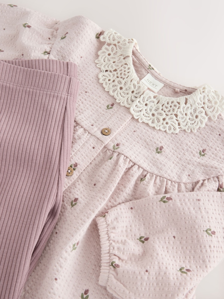 Cream Long Sleeve Blouse and Leggings Set (3mths-7yrs) - Image 8 of 8 Cream Long Sleeve Blouse and Leggings Set (3mths-7yrs) - Image 8 of 8
