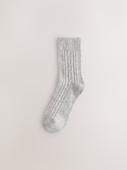 Grey Tonal Thermal Wool Blend Cable Knit Ankle Socks 3 Pack - Image 2 of 6