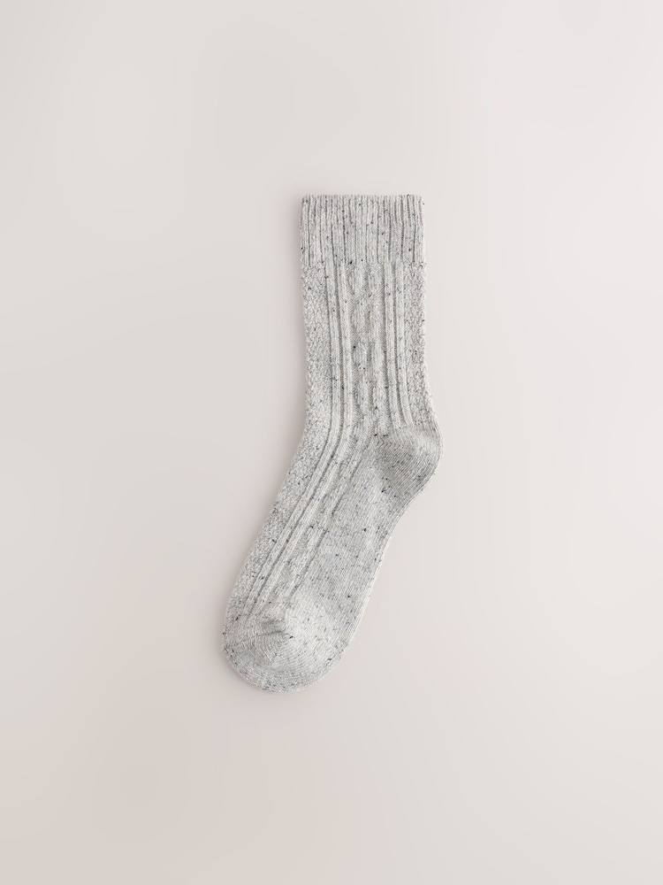 Grey Tonal Thermal Wool Blend Cable Knit Ankle Socks 3 Pack - Image 2 of 6 Grey Tonal Thermal Wool Blend Cable Knit Ankle Socks 3 Pack - Image 2 of 6