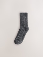 Grey Tonal Thermal Wool Blend Cable Knit Ankle Socks 3 Pack - Image 3 of 6