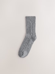 Grey Tonal Thermal Wool Blend Cable Knit Ankle Socks 3 Pack - Image 4 of 6
