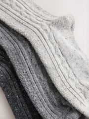 Grey Tonal Thermal Wool Blend Cable Knit Ankle Socks 3 Pack - Image 6 of 6