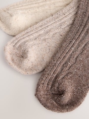 Neutral Töne - Thermal Wool Blend Cable Knit Ankle Socks 3 Pack - Bild 6 von 6