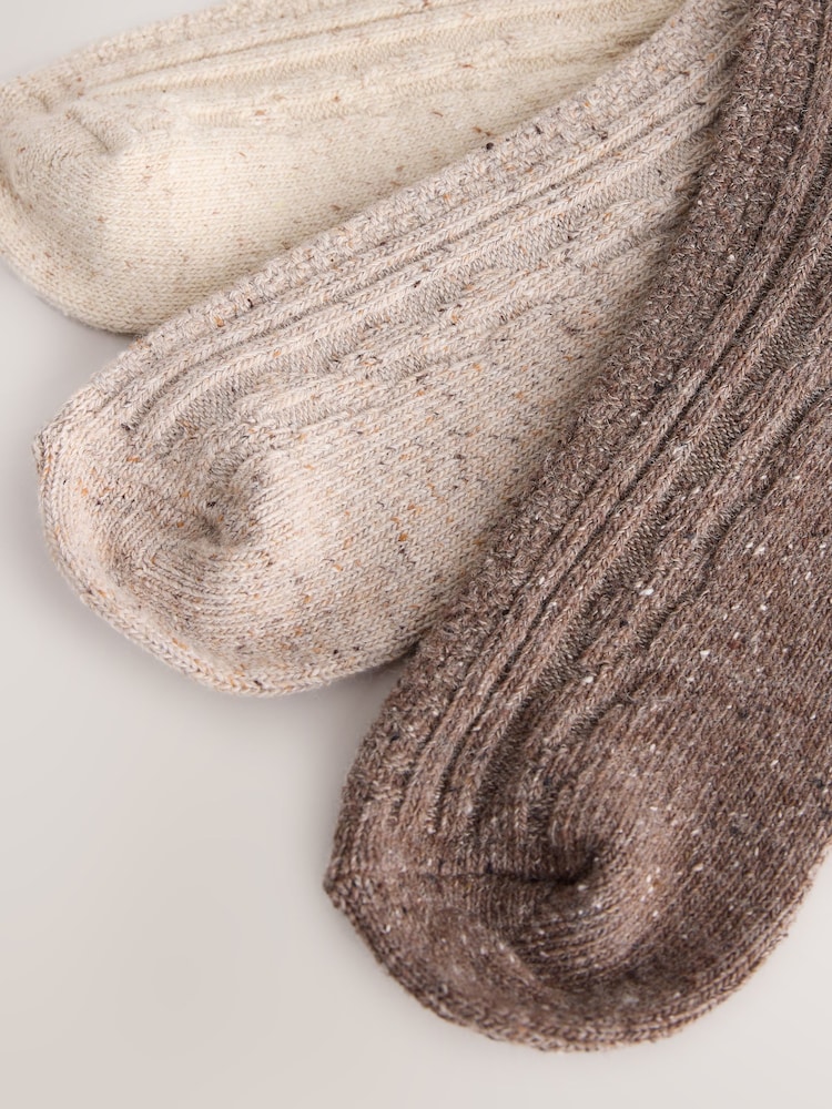 Neutral Töne - Thermal Wool Blend Cable Knit Ankle Socks 3 Pack - Bild 6 von 6