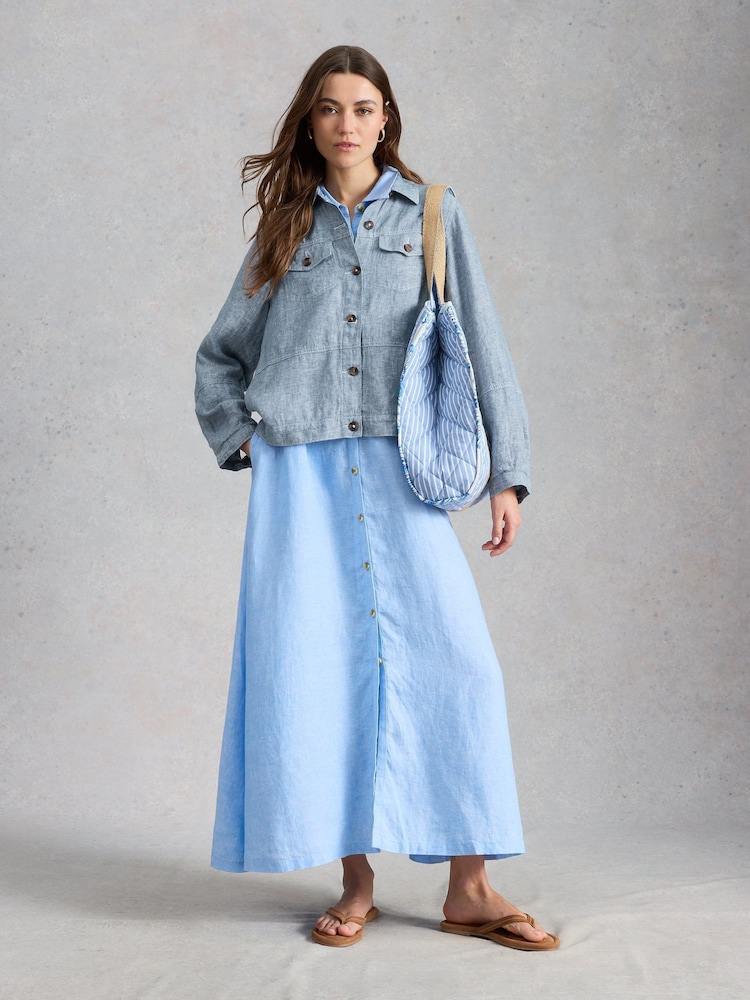 White Stuff Blue Camille Linen Jacket - Image 4 of 4