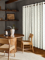 Navy Blue and Natural Anton Made to Measure Curtains - Image 2 of 10