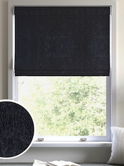 Ink Blue Chenille Made to Measure Roman Blind - Image 1 of 6