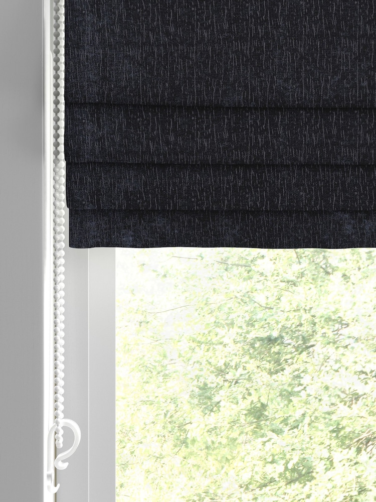 Ink Blue Chenille Made to Measure Roman Blind - Image 2 of 6