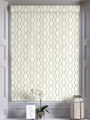 Navy Blue and Natural Anton Made to Measure Roman Blind - Image 6 of 7