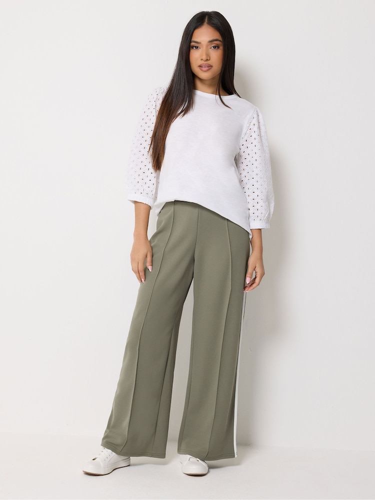 M&Co Green Petite Pintuck Side Tipped Trousers - Image 1 of 5