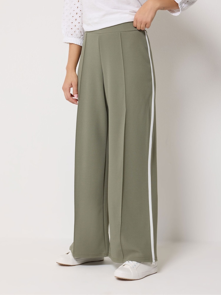 M&Co Green Petite Pintuck Side Tipped Trousers - Image 2 of 5