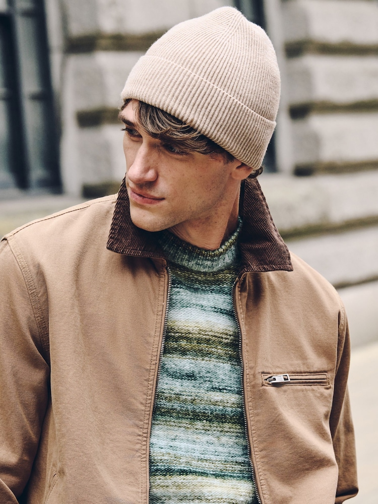 Neutral Fine Knitted Beanie - Image 2 of 5