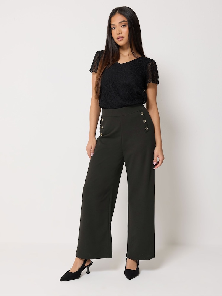 M&Co Black Military Button Trousers - Image 1 of 5 M&Co Black Military Button Trousers - Image 1 of 5
