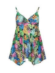 Yours Curve Black Rainbow Tropic Hanky Hem Swimdress - Image 5 of 6