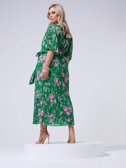 أخضر - Yours Curve London Floral Keyhole Pleated Maxi Dress - Image 3 of 5