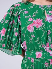 أخضر - Yours Curve London Floral Keyhole Pleated Maxi Dress - Image 4 of 5